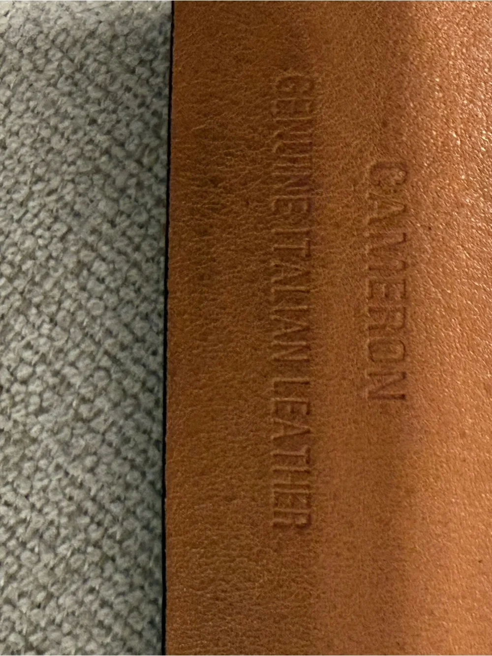 Men's Tan Genuine Leather Belt with Polished Silver Buckle